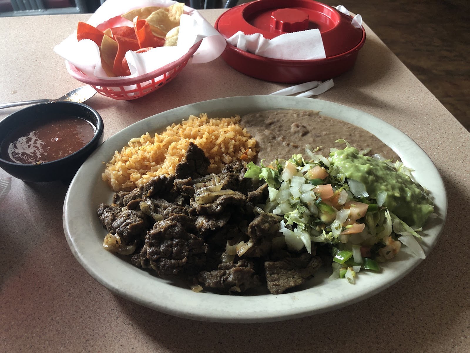 Mexican food plate at Emmys Mexican Food